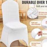 Stretch Spandex Folding Chair Covers, Universal Fitted Arched Front Cover, Removable Washable Protective Slipcovers, for Wedding, Holiday, Banquet, Party, Celebration, Dining (100PCS White)